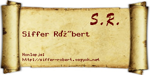 Siffer Róbert névjegykártya